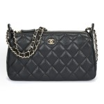 CHANEL 25A grain cowhide material, gold metal HOBO underarm bag, crossbody single-shoulder bag, black