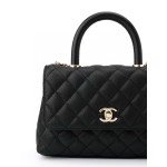 CHANEL 25P golden label grain embossed calfskin single-shoulder bag, crossbody bag, black handbag