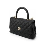 CHANEL 25P golden label grain embossed calfskin single-shoulder bag, crossbody bag, black handbag