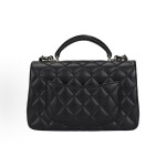 CHANEL Classic Flap CF Gold label Double C Logo diamond-quilted leather chain mouth cover crossbody handbag mini black