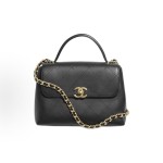 CHANEL 25S Double C LOGO diamond-patterned leather chain calfskin lid bag, single-shoulder crossbody handbag, large black