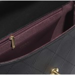 CHANEL 25S Double C LOGO diamond-patterned leather chain calfskin lid bag, single-shoulder crossbody handbag, large black