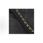 CHANEL 23A hippie bag with chain diamond-patterned calfskin and golden metal shoulder bag, medium size black