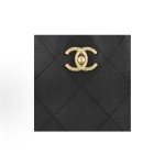 CHANEL 23A hippie bag with chain diamond-patterned calfskin and golden metal shoulder bag, medium size black