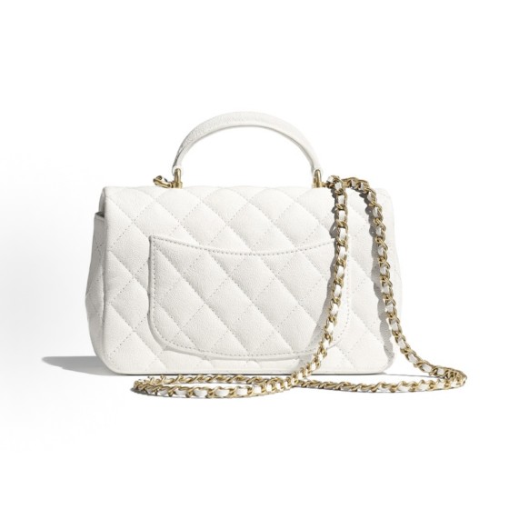 CHANEL Classic Flap CF CF collection diamond-shaped leather chain crossbody single shoulder grain caviar cowhide with metal handbag white