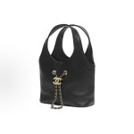 CHANEL 26P Double C LOGO diamond-shaped calfskin with gold metal shopping bag, small black handbag