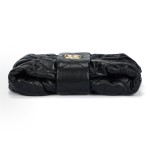 CHANEL 25K brand Logo bow bag, vintage gold chain handbag made of sheepskin, mini black