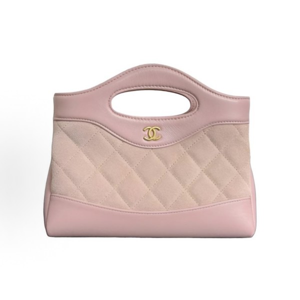 CHANEL 31Bag series 25P golden metal diamond-patterned leather chain shoulder strap sheepskin single-shoulder crossbody handbag light pink