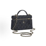 CHANEL 26P classic chain double C Logo diamond-shaped checkered leather, chain gold buckle box bag, crossbody handbag for women, deep blue with orange