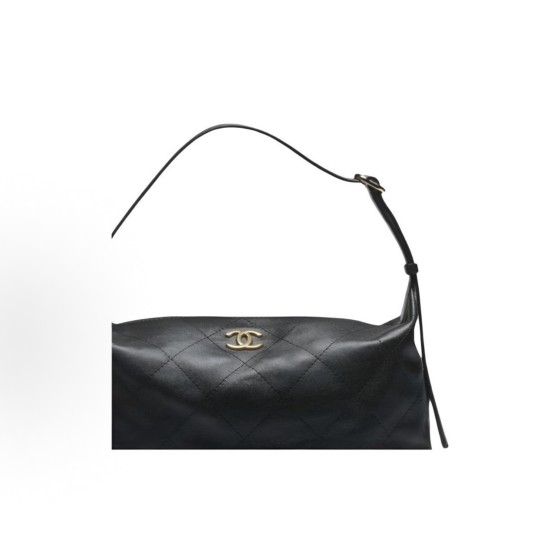 CHANEL 26P Double C LOGO diamond-shaped Hobo bag, single-shoulder bag, oversized for women, black