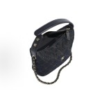 CHANEL 26P gold label Double C Logo diamond-shaped single-shoulder handbag for women, deep blue with orange