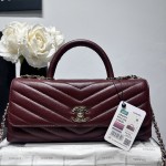 CHANEL 26P Double C Logo leather chain-stitched goatskin with bright gold metal LIDS, oversized handbag for women