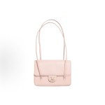 CHANEL 26P distressed double C Logo, double shoulder strap design, granular embossed glossy calfskin with gold metal lid, single shoulder bag, small size for women