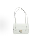 CHANEL 26P distressed double C Logo, double shoulder strap design, granular embossed glossy calfskin with gold metal lid, single shoulder bag, small size for women