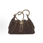 CHANEL 25Bag 26C Early Spring Resort Collection, Double C diamond-shaped quilted leather chain hippie bag, suede effect cofskin with metal shoulder bag, mini women\'s style, dark brown chocolate color