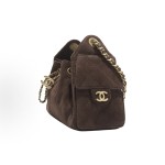 CHANEL 25Bag 26C Early Spring Resort Collection, Double C diamond-shaped quilted leather chain hippie bag, suede effect cofskin with metal shoulder bag, mini women\'s style, dark brown chocolate color