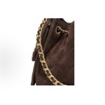 CHANEL 25Bag 26C Early Spring Resort Collection, Double C diamond-shaped quilted leather chain hippie bag, suede effect cofskin with metal shoulder bag, mini women\'s style, dark brown chocolate color