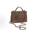 CHANEL 26P classic chain gold label Double C Logo leather chain woven, coconut fiber with gold metal cosmetic bag, single-shoulder handbag for women