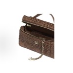 CHANEL 26P classic chain gold label Double C Logo leather chain woven, coconut fiber with gold metal cosmetic bag, single-shoulder handbag for women