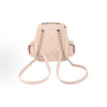 CHANEL Duma 23K diamond-patterned leather chain shoulder bag, granular cowhide material, gold metal backpack, unisex couple style