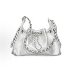 CHANEL 25Bag 26C Silver label Double C Logo diamond-quilted leather chain hippie bag, mini silver shoulder bag