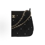 CHANEL 25K brand Logo velvet clutch for women in black