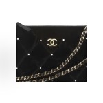 CHANEL 25K brand Logo velvet clutch for women in black