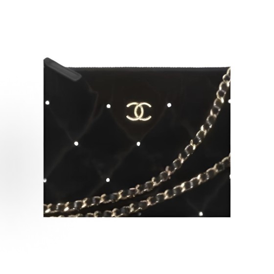CHANEL 25K brand Logo velvet clutch for women in black