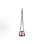 CHANEL 24A gold buckle bow decorative leather chain-through patent leather material, gold metal single-shoulder crossbody bag, black pink