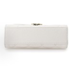 CHANEL 23P Spring/Summer Kelly diamond-shaped hollowed-out handle granular embossed shiny granular mouth cover bag, clutch, single-shoulder crossbody handbag, white