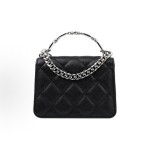 CHANEL 22SS Spring/Summer collection Enamel handle flip cover silver buckle diamond-shaped single-shoulder crossbody handbag mini black