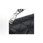 CHANEL 22SS Spring/Summer collection Enamel handle flip cover silver buckle diamond-shaped single-shoulder crossbody handbag mini black