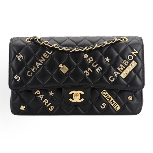 CHANEL Classic Flap CF gold buckle chain diamond-patterned leather chain shoulder strap single shoulder crossbody bag black