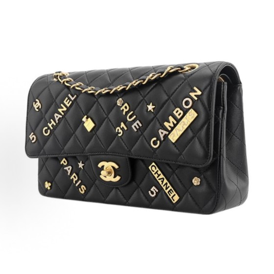 CHANEL Classic Flap CF gold buckle chain diamond-patterned leather chain shoulder strap single shoulder crossbody bag black