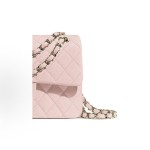 CHANEL Classic Flap CF Classic gold buckle quilted leather chain cowhide single-shoulder crossbody bag small pink