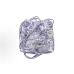 CHANEL 25C 22Bag, brand logo, metallic texture, drawstring, openable leather, chain diamond-shaped single-shoulder handbag, mini light purple