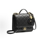CHANEL 25B embossed lock opening and closing granular cowhide material, gold metal backpack for women, black