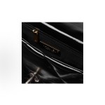 CHANEL 22K Autumn/Winter 19Bag, brand logo chain leather interlocking diamond-patterned calfskin handbag, single-shoulder crossbody bag, medium size for women, black