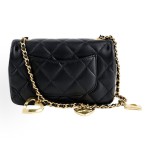 CHANEL Classic Flap CF 22B Heart-shaped pendant chain shoulder strap flap Open Leather Chain diamond-shaped sheepskin crossbody bag mini for women, black