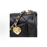 CHANEL Classic Flap CF 22B Heart-shaped pendant chain shoulder strap flap Open Leather Chain diamond-shaped sheepskin crossbody bag mini for women, black