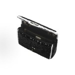 CHANEL 25K Double C logo flap bag with sequins and metal crossbody single-shoulder bag for women, black and white