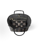 LOUIS VUITTON NEVERFULL MM Granular embossed medium size black with light camel color