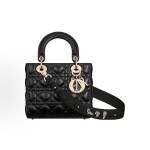 DIOR Lady Dior My ABCDior brand metal pendant quilted princess bag, single-shoulder crossbody handbag, small size for women, black