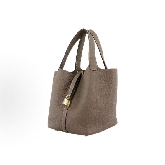 HERMES Picotin Lock 18 Gold buckle Women\'s Etoupe Elephant Grey