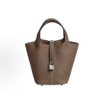 HERMES Picotin Lock 18 silver buckle Etoupe Elephant grey