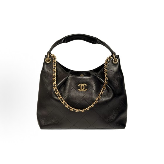 CHANEL 26C gold label Double C Logo single-shoulder handbag, medium size black