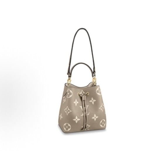 LOUIS VUITTON NEONOE embossed textured grain medium size elephant grey with cream white