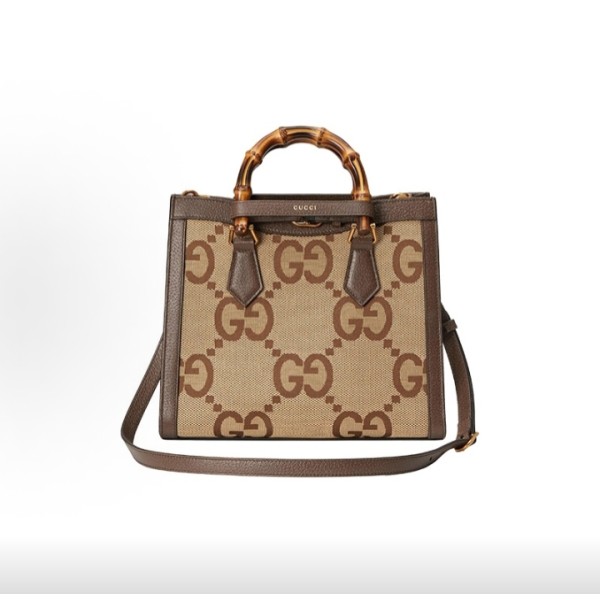 GUCCI Diana shopping bag, single-shoulder crossbody handbag, small size, unisex couple style, brown and beige