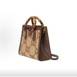 GUCCI Diana shopping bag, single-shoulder crossbody handbag, small size, unisex couple style, brown and beige