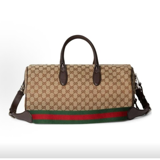 GUCCI single-shoulder crossbody hand-held travel bag, medium size for men, dark brown